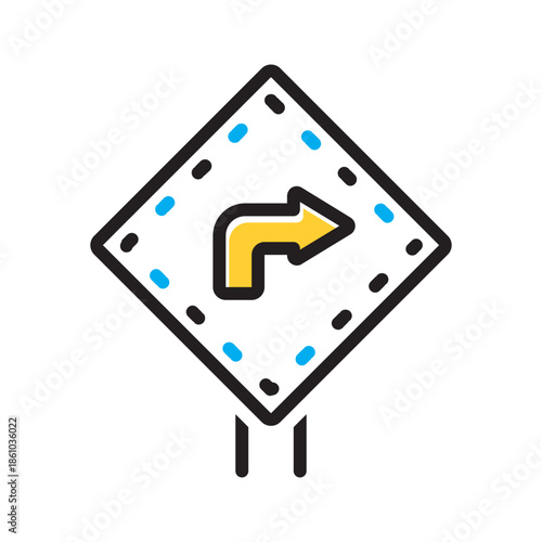 Vector multi color ion for Turn right