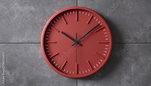 Red clock on gray tile