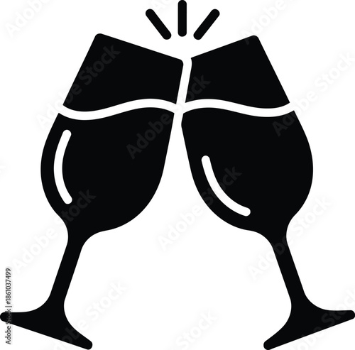 Celebration toast wine glasses black and white Vector