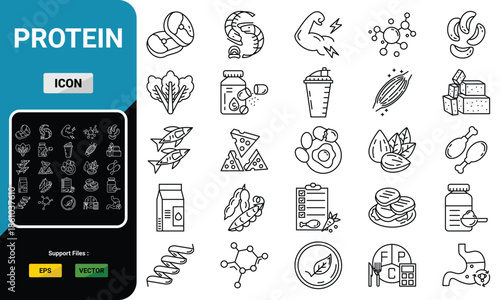 Protein line  icon set. . Vector illustration