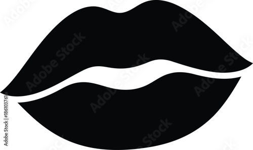 Minimalist black and white lips illustration Vector
