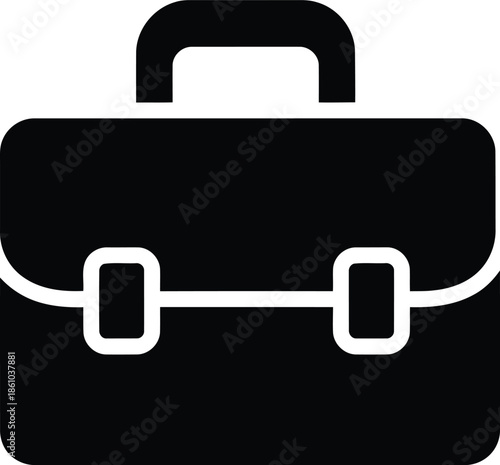 Black briefcase icon business travel office symbol Vector
