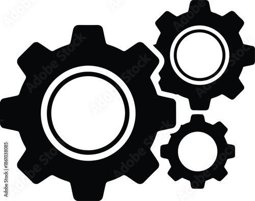 Black and white gear mechanism icon Vector