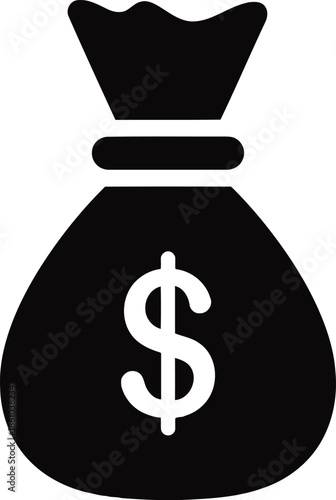 Black money bag with dollar sign icon Vector