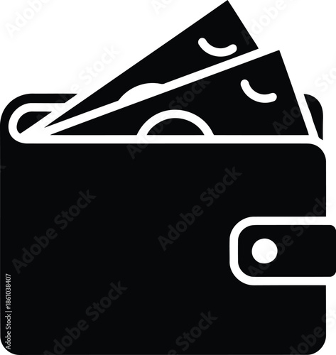 Black wallet with cash flat icon design Vector
