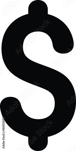 Minimalist black dollar sign icon Vector