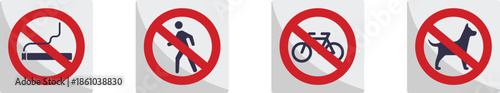No entry access is restricted sign vector graphic illustrating person moving through doors with a red warning symbol
