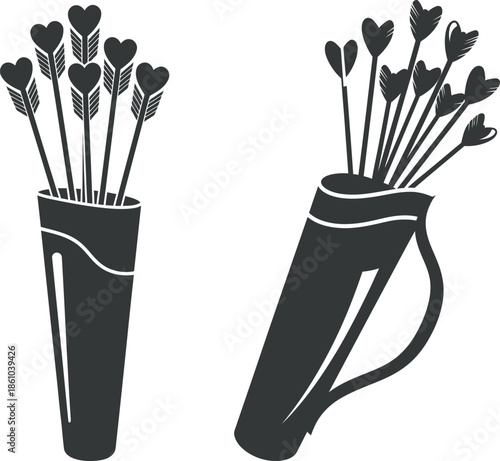 Valentine's day arrows and quivers illustration for lovers and cupid's day