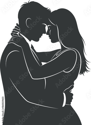 Valentine's day silhouette of loving couple sharing a romantic kiss on a heartwarming day of love and affection