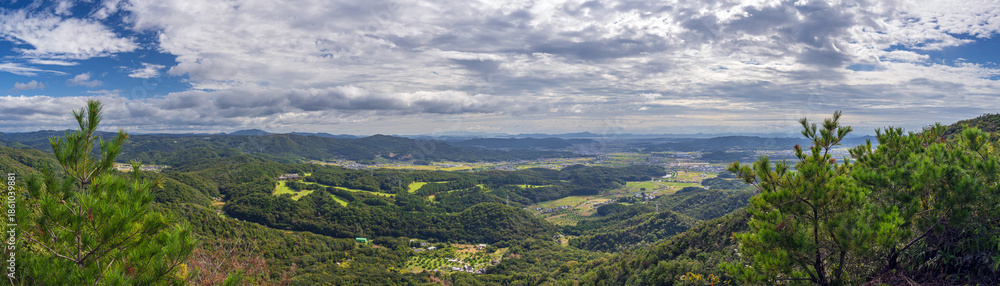 Fototapeta premium 岡山 鬼ノ城から岡山平野を望む