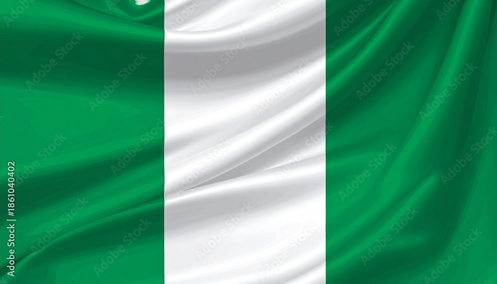Obraz premium Nigerian Flag with Green and White Stripes – Symbol of Peace, Agriculture, and National Identity