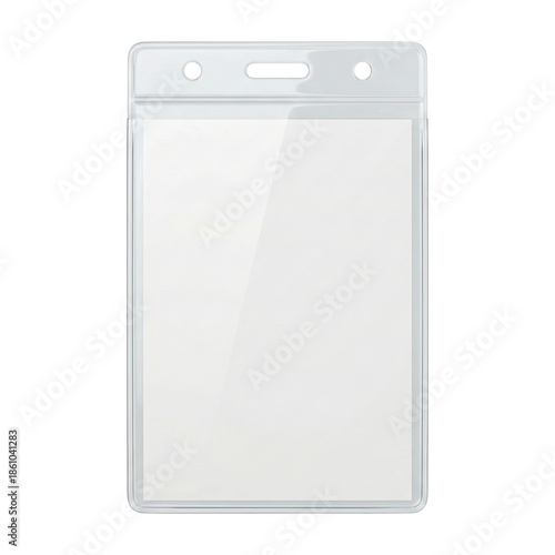 Quadro su tela Blank clear plastic ID badge holder on transparent background