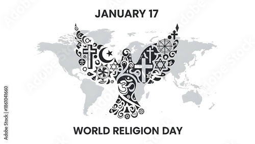 World religion day celebrated on january 17 with diverse faith symbols