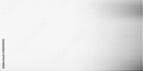 Dotted halftone gradient texture. Vanishing polka dot background. Repeating dots gradation pattern background. Black fading comic pop art overlay backdrop. Raster effect wallpaper. Vector halftone
