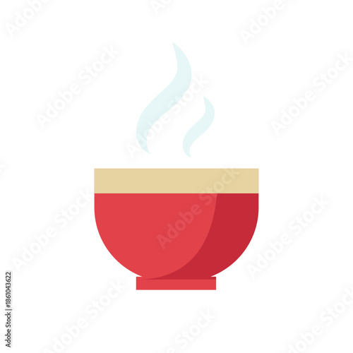Illustration of red golden bowl of soup