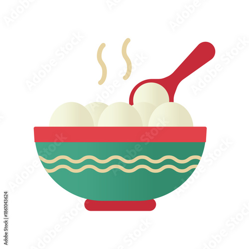 Illustration of traditional Chinese dessert in green bowl