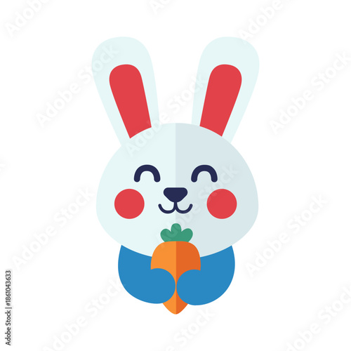 Illustration of cute rabbit holding carrot