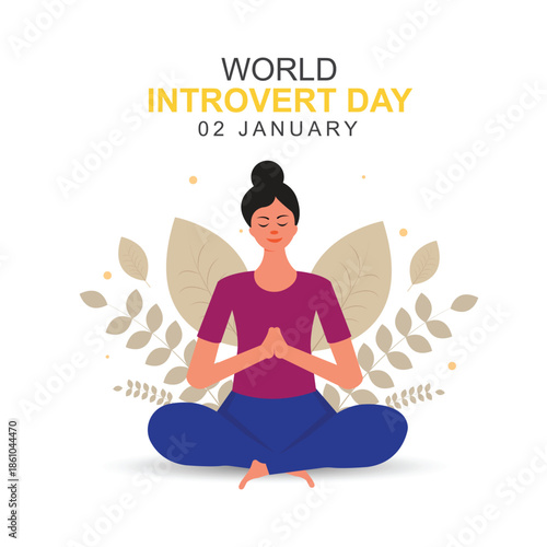 World Introvert Day woman meditates with closed eyes observed on January 2nd