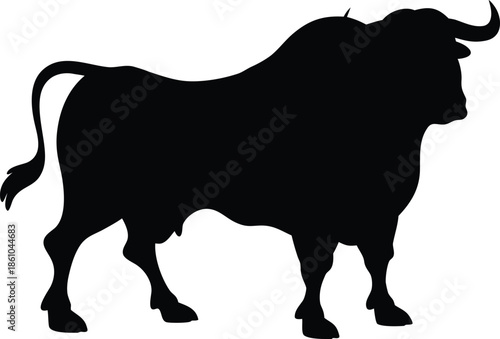 Bison Flat Icon silhouette, Buffalo Silhouette Isolated. Vector Illustration