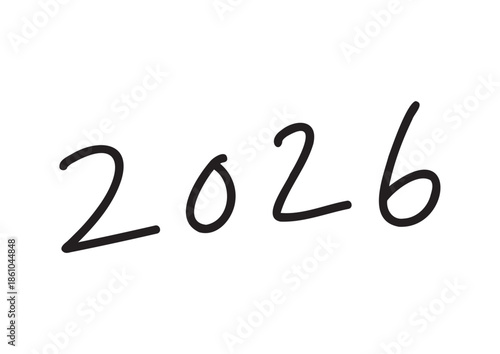走り書きの2026の手書きペン風文字素材