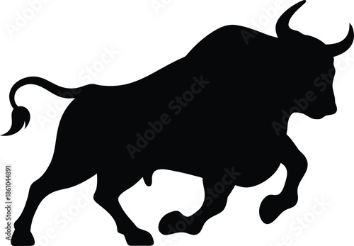 Angry bison buffalo silhouette vector, Bison in black and white animal drawing. vector illustration