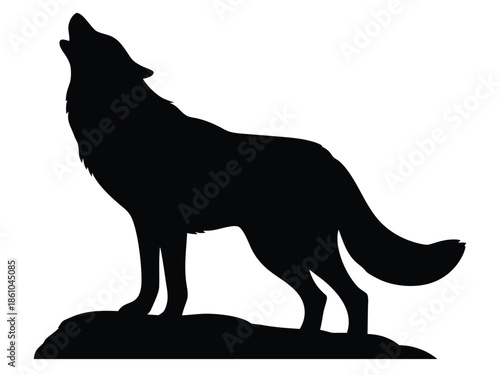 howling wolf icon illustration, howling wolf silhouette vector illustration