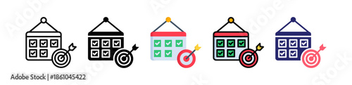 Daily Goal Multiple Style Icon Set Collection. 