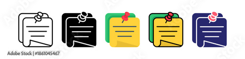 Sticky Note Multiple Style Icon Set Collection. 