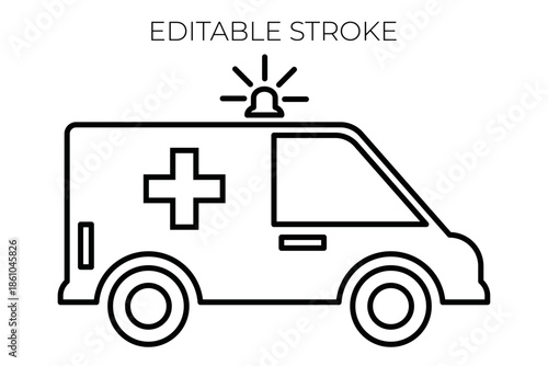 Minimalist Ambulance outlined icon Vector stock illustration