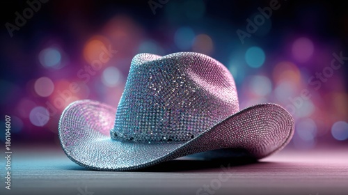 Sparkling Cowboy Hat on a Blurred Background