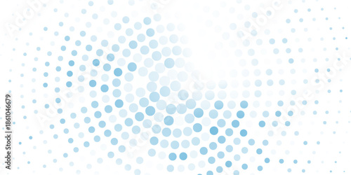 Vector abstract blue background frame of geometric shapes. Circular ornament. Pattern of dots, particles,  honeycombs old art simple noise