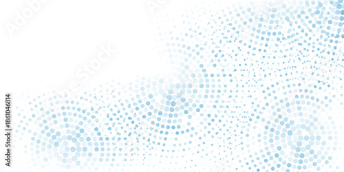 Vector abstract blue background frame of geometric shapes. Circular ornament. Pattern of dots, particles,  honeycombs