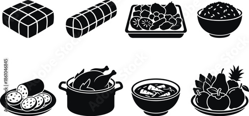 Vietnamese Tet Food Vector Set for Lunar New Year Celebration