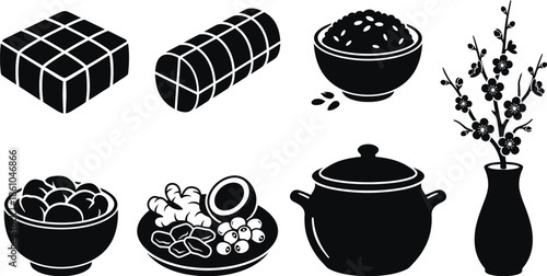 Vietnamese Tet Food Vector Set for Lunar New Year Celebration