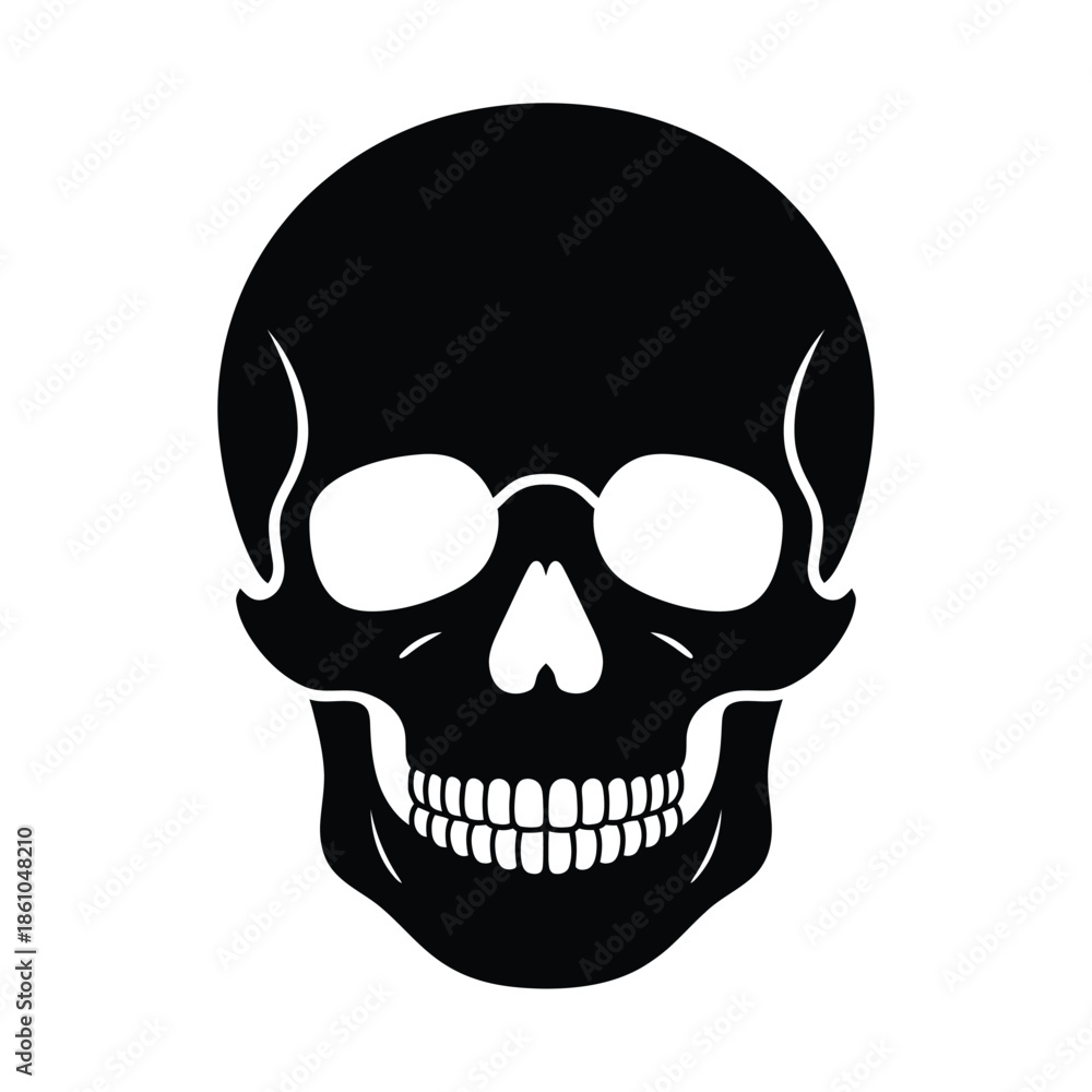 Fototapeta premium A stark black silhouette of a human skull with empty eye sockets