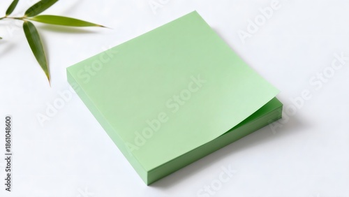 Green sticky notes with bamboo leaf