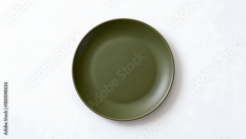 Green Ceramic Plate on White Background