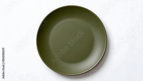 Green Ceramic Plate on White Background
