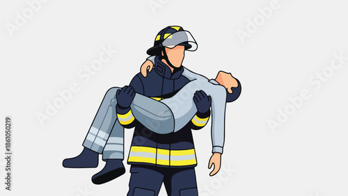 Firefighter Carrying Injured Person Graphic
