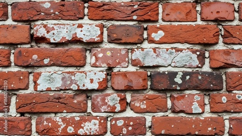 Wallpaper Mural Weathered red brick wall with white patches and rough texture - close-animated movie detail Torontodigital.ca