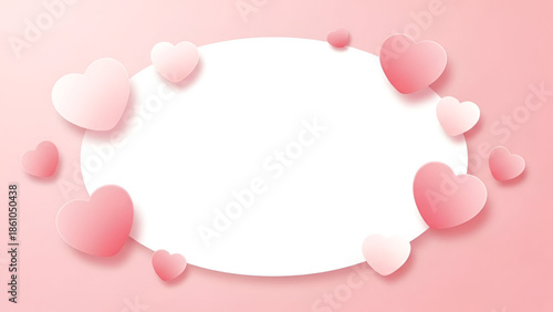 Valentine heart background with soft pink love shapes and empty frame for romantic message proposal celebration design for couples and holiday greeting