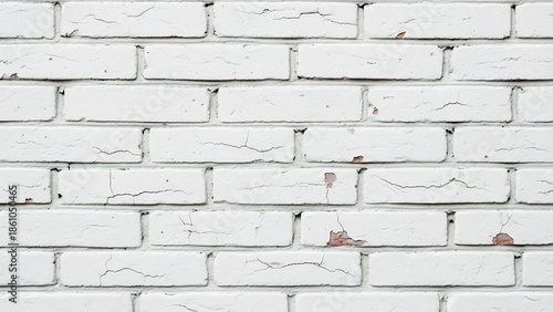 Wallpaper Mural Weathered white painted brick wall with visible cracks and chipping, offering a rustic texture. Torontodigital.ca