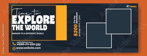 Time to Explore the World: Professional Travel Flyer and Social Media Kit, Modern Travel Package Flyer & Social Media Post Design with 35% Discount. Corporate Travel Agency Flyer and Square.