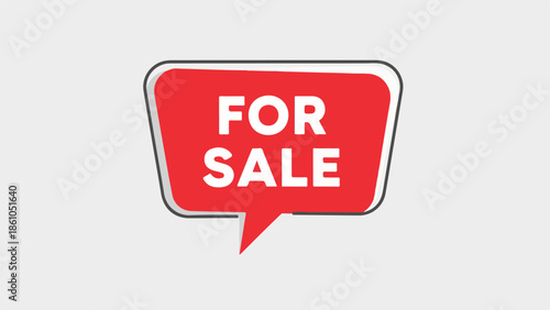 Red for Sale Speech Bubble on White Background