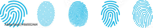 Finger Print Icon set. Identity, authorization or privacy concept. Modern style. Finger prints scanning concept. scan or scanner for lock secure security logo. Digital fingerprint, identification.