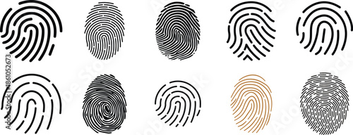 Finger Print Icon set. Identity, authorization or privacy concept. Modern style. Finger prints scanning concept. scan or scanner for lock secure security logo. Digital fingerprint, identification.