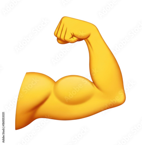 3d flexed biceps emoji transparent background cutout png