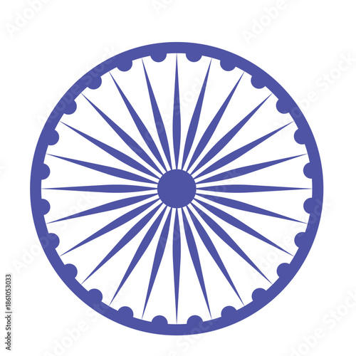 Isolated Purple Ashoka Chakra Icon on White Background