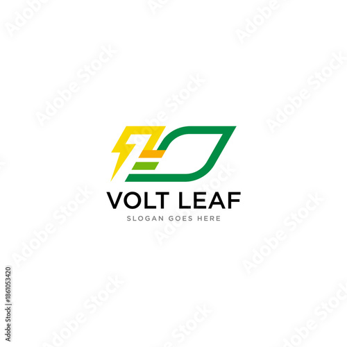 bio energy logo with electric symbol and leaf