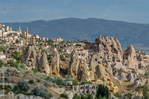 Houses built inside the so-called fairy chimneys in Uçhisar, Cappadocia, Türkiye